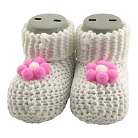 Пинетки для новорожденных 16.5 размер 10 см длина Турция обувь для девочки белые (ПИД27)