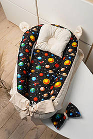 Кокон - гніздечко для новонароджених зі знімним дном, ручками та подушечкою 90 см * 65 см BST Бежевий