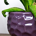 Горщик вазонок для квітів 0,75 л, h-10 см, d-12 см маленький круглий "Куля параметрична" фіолет, фото 4
