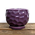 Горщик вазонок для квітів 0,75 л, h-10 см, d-12 см маленький круглий "Куля параметрична" фіолет, фото 2