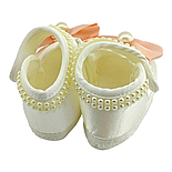 Пінетки босоніжки 16.5 розмір 10 см довжина взуття на новонароджених для дівчинки Туреччина білі (ПІД45), фото 3