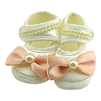 Пинетки босоножки 16.5 размер 10 см длина обувь на новорожденных для девочки Турция белые (ПИД45)