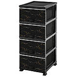 Комод пластиковий Еліф (Elif) чорний мармур. 90х39х48. 4 секции., фото 2