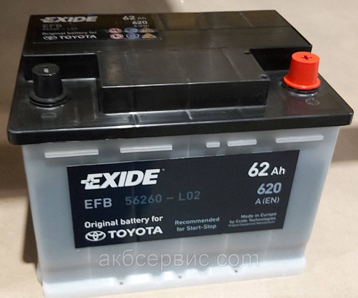 Акумулятор автомобільний Exide START-STOP EFB 62Ah original for TOYOTA, фото 1