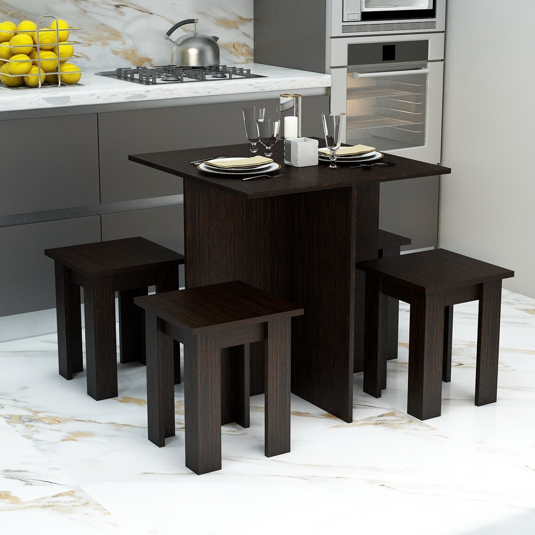 Стіл + 4 табуретки "Затишок" 73х73х75 см. Дуб сонома, фото 1