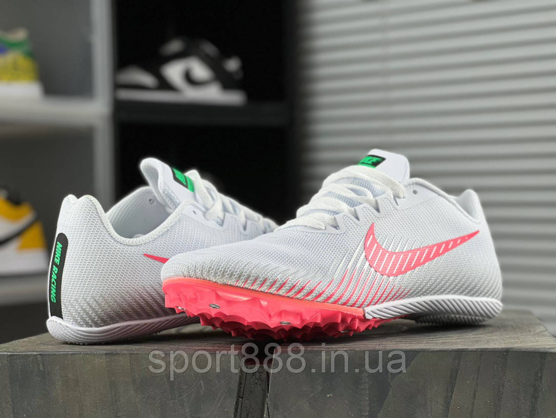 Eur39-45 шиповки білі  Nike AIR ZOOM RIVAL M9 White Flash Crimson для бігу чоловічі жіночі