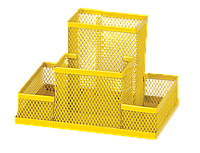 Підставка-органайзер металева 4 відділення 150x100x100мм жовта, Zibi