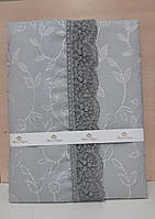 Скатерть прямоугольная К.Д.К. 160*220 с кружевом цвет серый