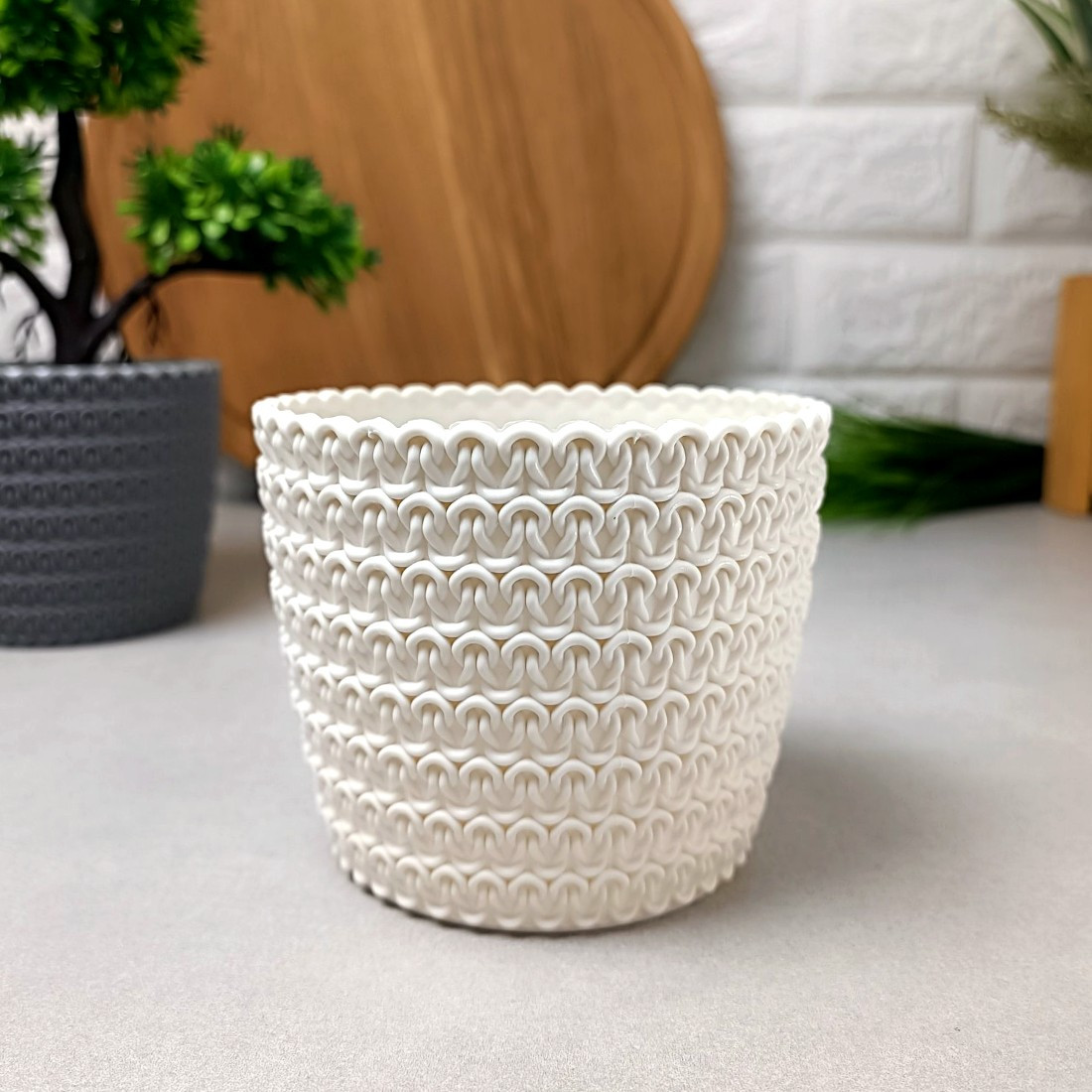 Ажурний квітковий горщик 16см Бежевий Ламела Магнолія Джерсі