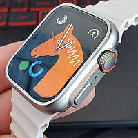 Смарт часы Smart Watch Ultra mini 41 mm укр меню с функцией звонка титановое золото с серым ремешком