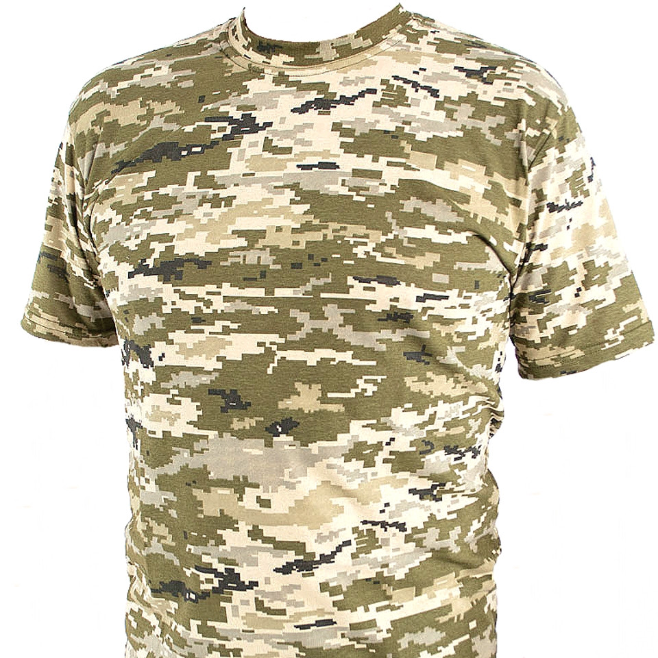 Камуфляжна футболка піксель великого розміру 62-66 Чоловіча армійська тактична футболка піксель мм14 Бавовна