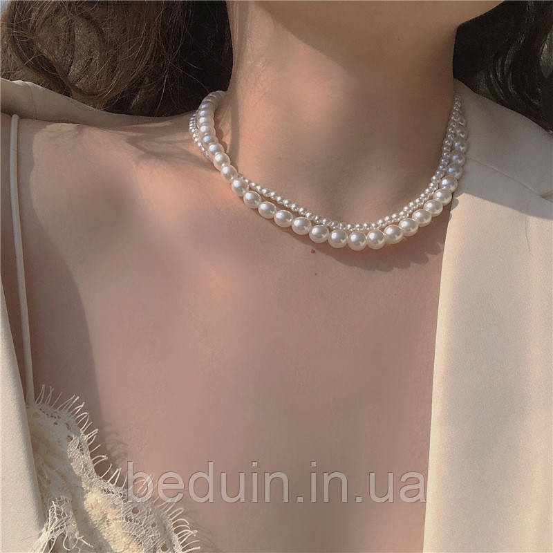 Перлове намисто подвійна підвіска "La - Perlé" перлини Aushal Jewellery