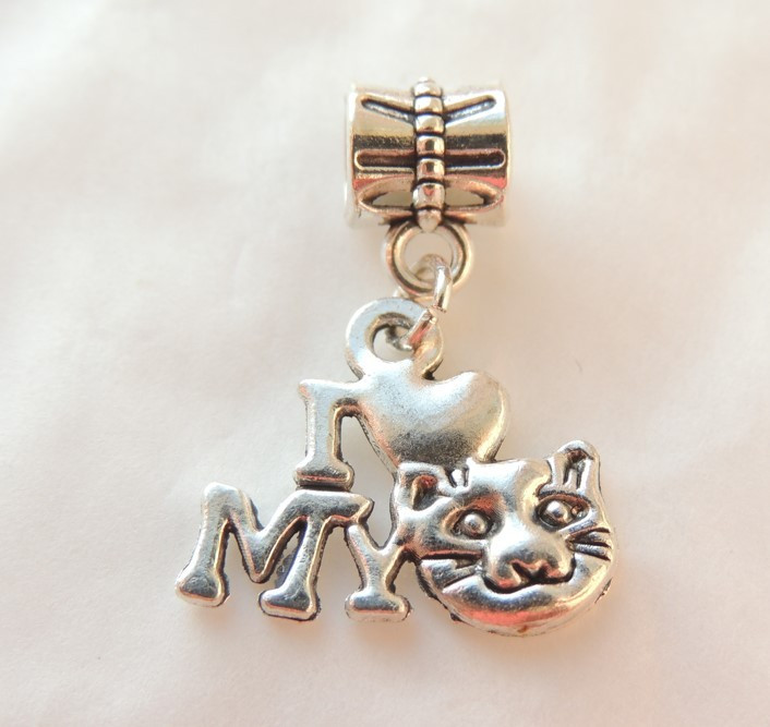 Кулон підвіска Liresmina Jewelry Я люблю мого кота 1.2 см cріблястий
