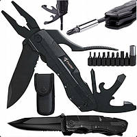 Мультитул FOXSTER 16 в 1 тактический многофункциональный инструмент из нержавеющей стали с чехлом