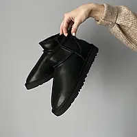 Ботинки UGG Ultra Mini Black Leather угги зимние