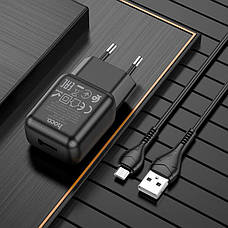 Зарядний пристрій (зарядка) для телефону Hoco C96A 1хUSB + кабель Micro-USB Чорний (6931474766007), фото 5