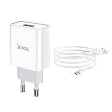 Зарядний пристрій (зарядка) для телефону Hoco C81A 1хUSB + кабель Micro-USB Білий (6931474727954), фото 3