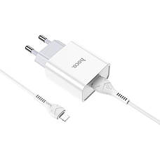 Зарядний пристрій (зарядка) для телефону Hoco C81A 1хUSB + кабель Lightning Білий (6931474727947), фото 6