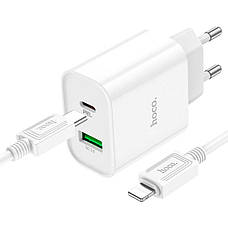 Зарядний пристрій (зарядка) для телефон Hoco C80A Type-C + USB 18 W Білий (6931474779892), фото 4