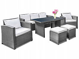 Комплект меблів з техноротанга Belma 7 чоловік сірий