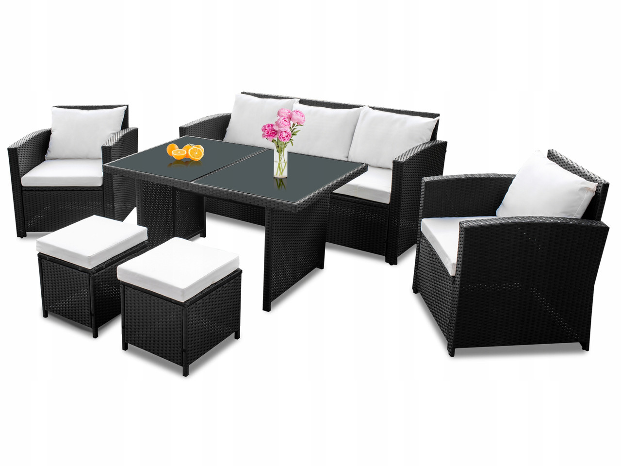 Комплект меблів з техноротанга Belma 7 чоловік чорний