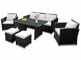 Комплект меблів з техноротанга Belma 7 чоловік чорний