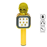 Бездротовий мікрофон з динаміком "Handheld KTV WS-1818" Золотистий блютуз караоке мікрофон