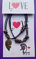 Парные браслеты с подвесками"Сердце, ключ" для лучших подружек, для возлюбленных