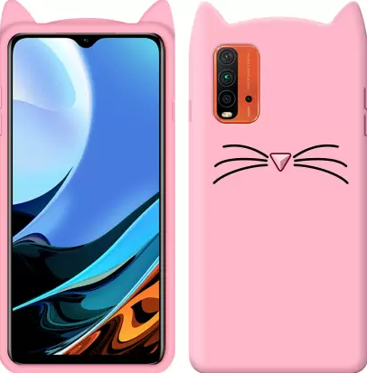 3D Чохол для Xiaomi Redmi 9T / Poco M3 Котик з вушками і вусиками