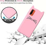 3D Чохол для Xiaomi Redmi 9T / Poco M3 Котик з вушками і вусиками, фото 3