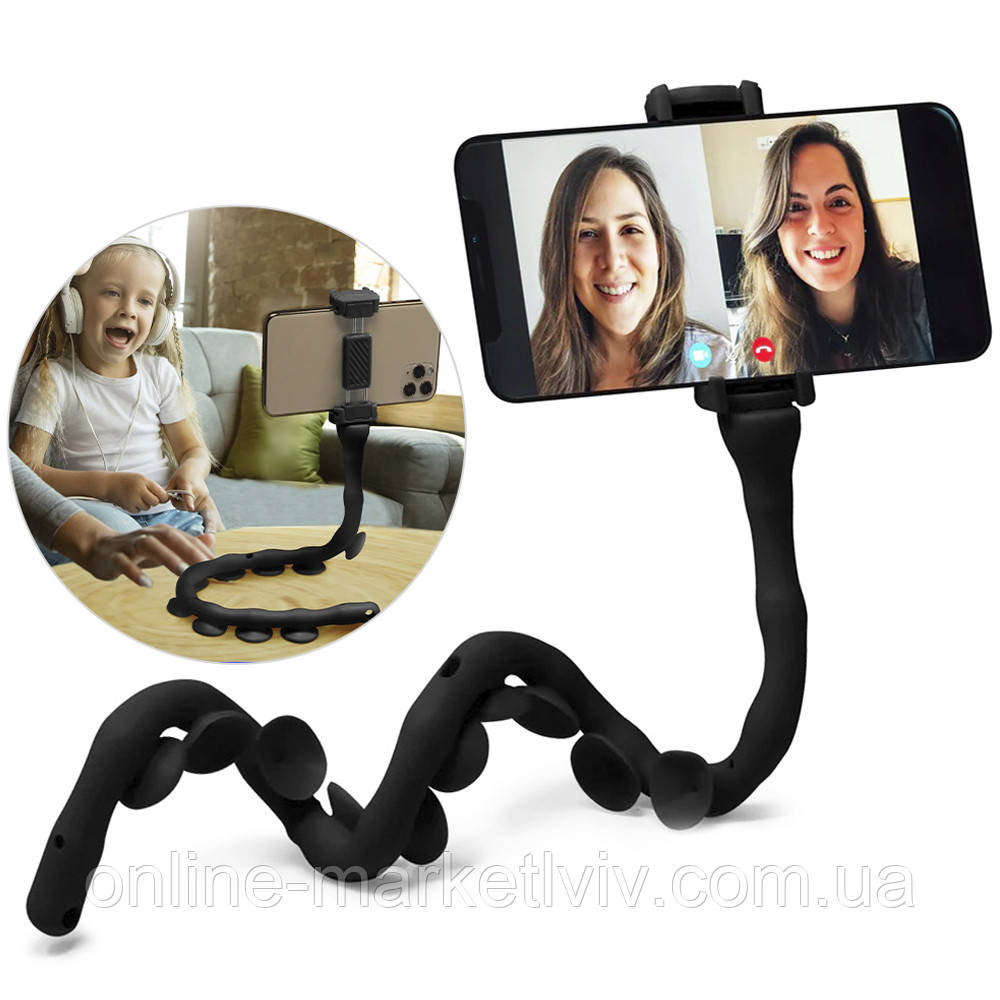 Тримач для телефону на присосках, Cute Worm Lazy Holder / Штатив-гусениця для смартфона / Гнучка підставка
