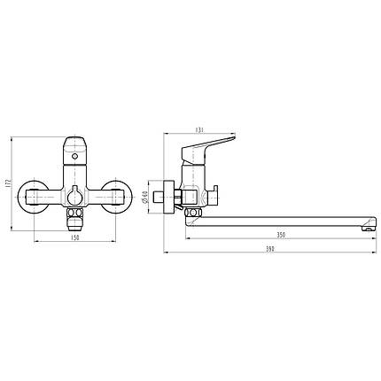 Змішувач для ванни Dante Zara TZ-13208-H37, фото 3