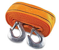 Буксировочный трос для автомобиля 65 мм оранжевый, стяжные и буксировочные ремни с двумя крюками