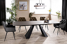 Стіл обідній розкладний SALVADORE CERAMIC коричневий ефект дерева 160-240x90x77 (кераміка+метал), фото 4