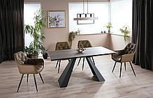 Стіл обідній розкладний SALVADORE CERAMIC коричневий ефект дерева 160-240x90x77 (кераміка+метал), фото 5