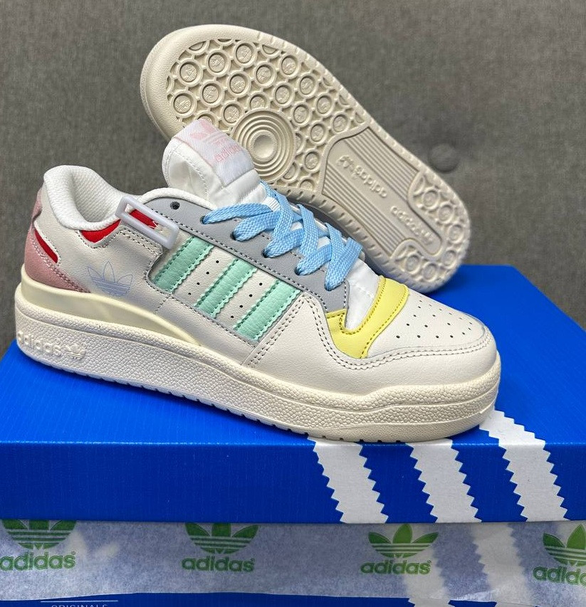 Жіночі кросівки кеди Adidas Forum Low 84 Multicolor весна-осінь повсякденні замш+шкіра. Живе фото, фото 1