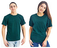 Мужская отднотонная футболка цвет бутылка, футболки тёмно зелёные однотонные мужские женские s m l xl xxl