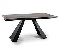 Стол обеденный раскладной SALVADORE CERAMIC коричневый эффект дерева 160-240x90x77 (керамика+металл)