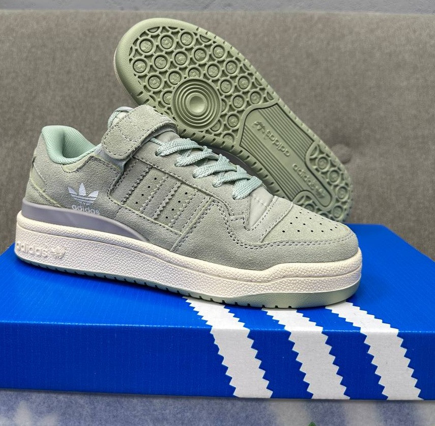 Жіночі кросівки кеди Adidas Forum Low 84 Green Suede весна-осінь повсякденні замш+шкіра. Живе фото, фото 1