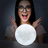 Лампа Місяць 3D Moon Lamp, Настільний дитячий нічник місяць Magic, 3D нічник світильник від мережі, фото 7