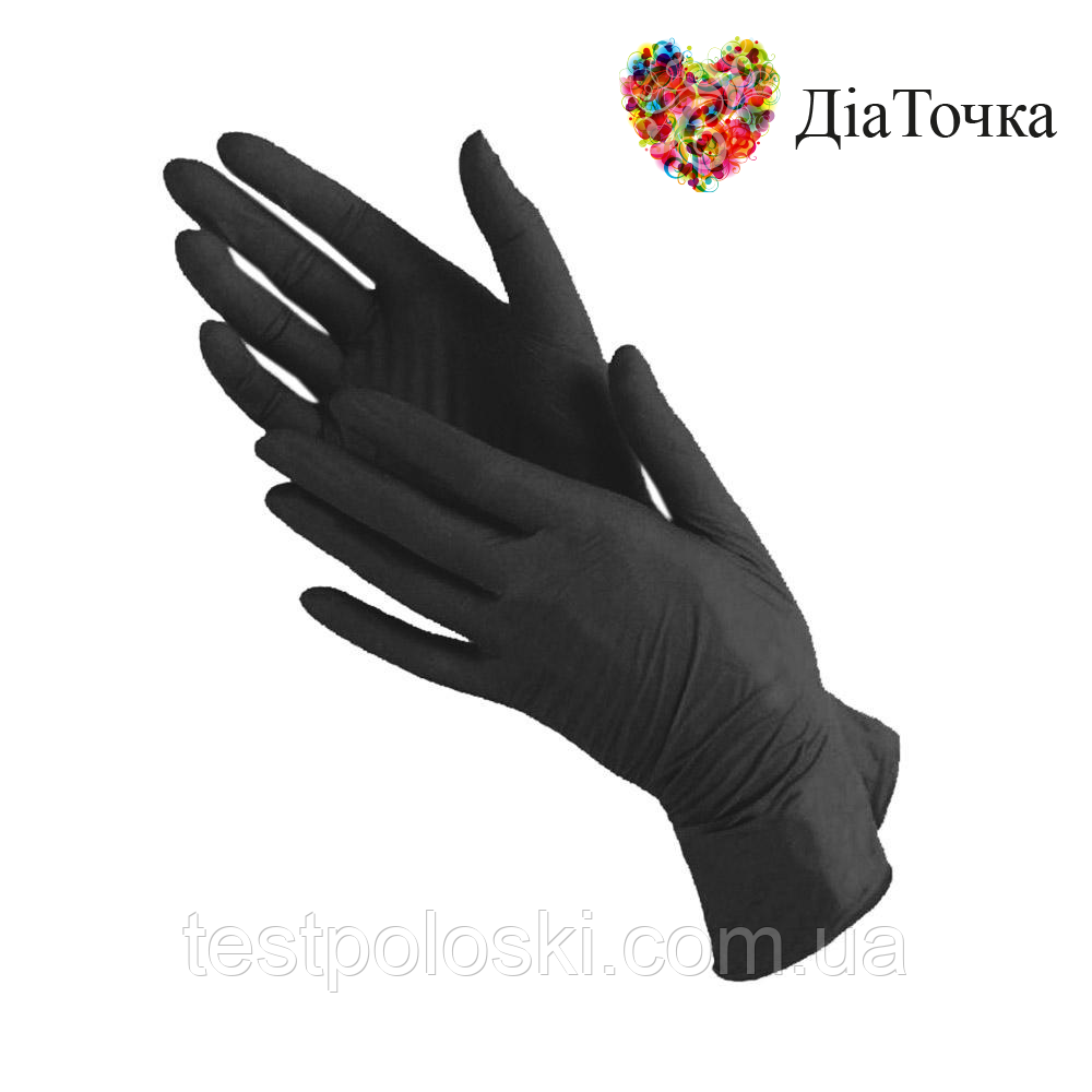 Чорні рукавички з нітрилу неопудрені (100 шт.)