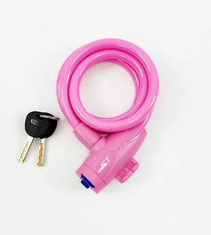 🚲Велосипедний замок тросовий JET LOCK рожевий Польща
