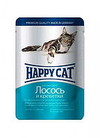 Корм влажный для кошек Happy Cat желе с лососем и креветкой пауч, 100г