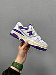Жіночі кросівки New Balance 550 White Violet весна-осінь повсякденні. Живе фото. топ, фото 4