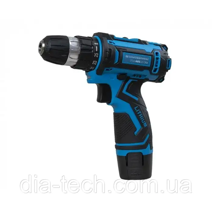 ШУРУПОВЕРТ АКУМУЛЯТОРНИЙ KRAISSMANN 2510 ABS 12/2 LI