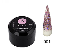 Глітерний гель Saga Professional Glitter Foil Gel 01, 8 мл