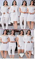 Пижама женская большого размера 50-54 Oversize, белая комплект 7 предметов Jenika 2509 Турция