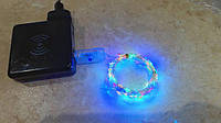 Світлодіодна гірлянда нитка різнобарвна 10 м USB 100 LED, дистанційний пульт керування