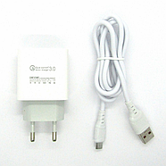 Зарядний пристрій Denmen DC07V QC3.0 18W 1USB 3.6A + кабель Micro USB 1м Білий, фото 2