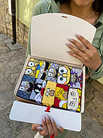 Подарочный набор женских мультяшных носков 36-41 10 с прикольным веселым принтом на креативный подарок КМ